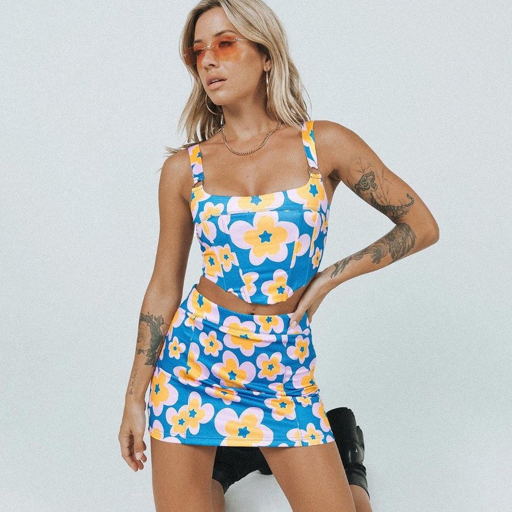 NWT Princess Polly Mid Rise Floral Mini Skirt